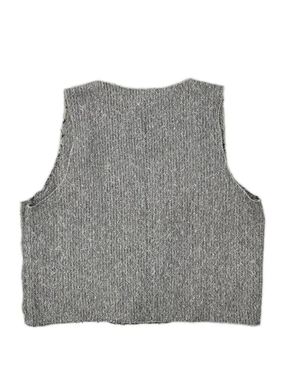Chanel Gray CC Logo Button Sleeveless Tweed Pullover Sweater 38